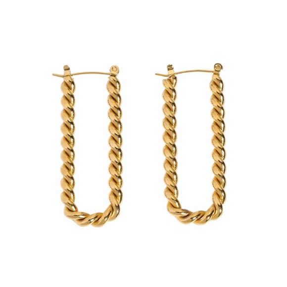 NWOT Margot Gold Plated Cable Hoop Earrings - Picture 3 of 3